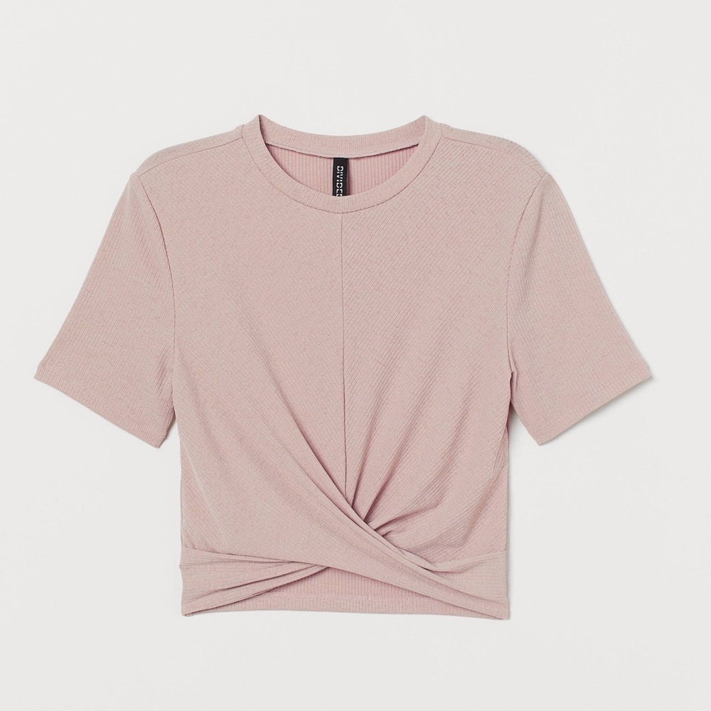 H&M Pink Knot-detail Crop Top - Medium